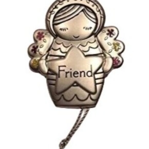 Hallmark Christmas Ornament Metal Angel Flowers Friend - Picture 2 of 2